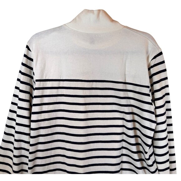 J Crew Sweater Size L Striped Navy Ivory Cotton Pullover Nautical Coastal Preppy - Picture 4 of 9